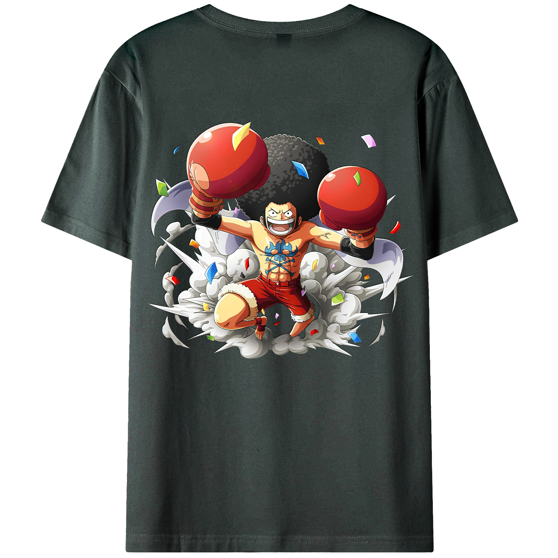 ワンピース モンキー・D・ルフィ ONE PIECE Monkey D. Luffy 綿100％ メンズ半袖Tシャツ（バックプリント） 通気性